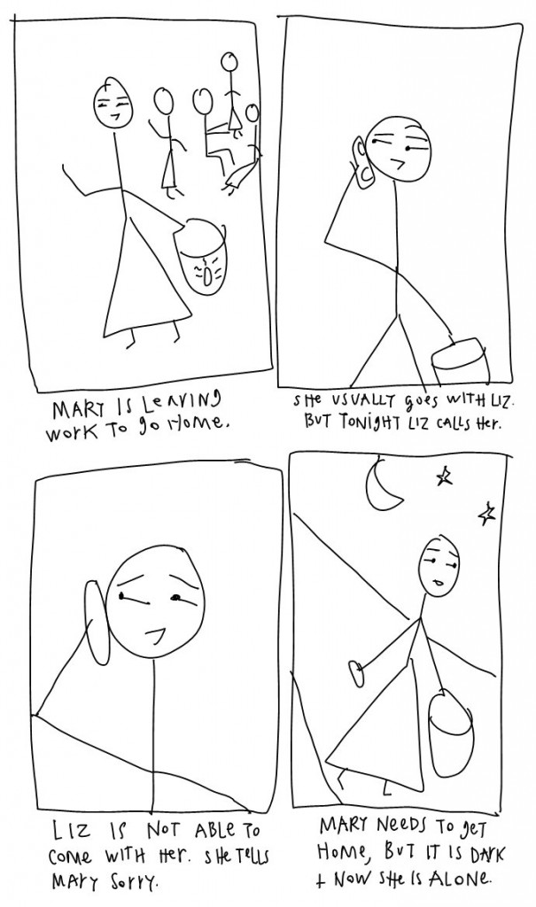 Safe Mathare - storyboard - usual companion calls and bails out