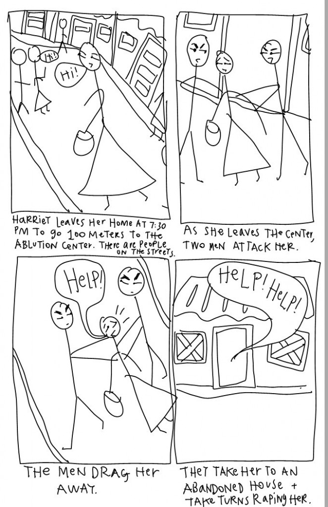 Safe Mathare - storyboard - woman attacked and raped in house